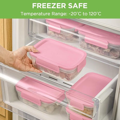 10-Pack Airtight Food Storage Containers by [Brand Name] - BPA-Free Meal Prep | Pink, 47.3oz Each
