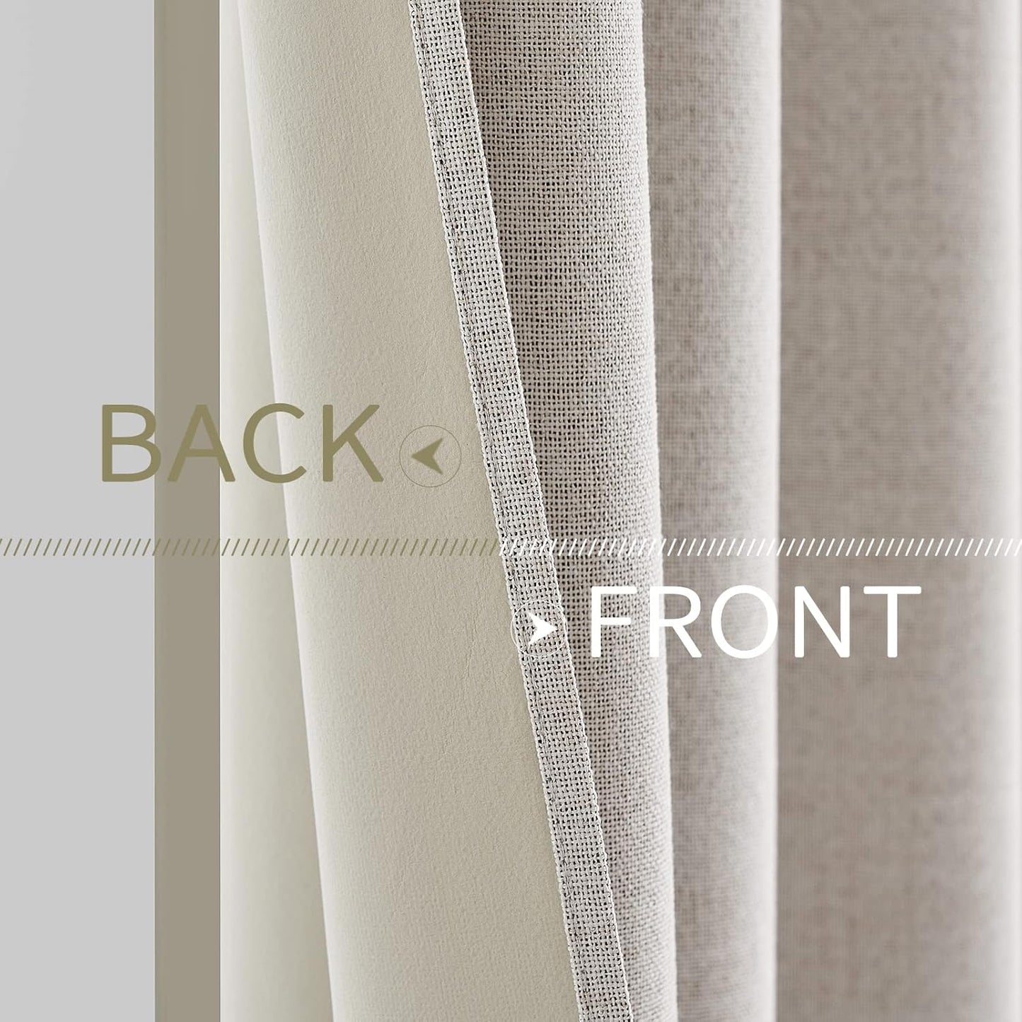 MIULEE Blackout Linen Textured Curtains - Thermal Insulated Room Darkening Drapes, Ivory, 42 x 90 Inch (2 Panels)