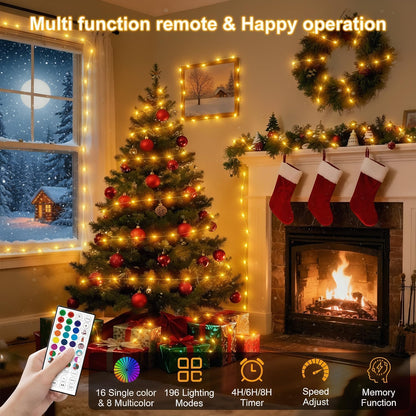 OMIKA Color Changing Fairy Lights - 33Ft Twinkle String Lights with 100 LEDs & USB Remote | 24 Colors, 196 Modes