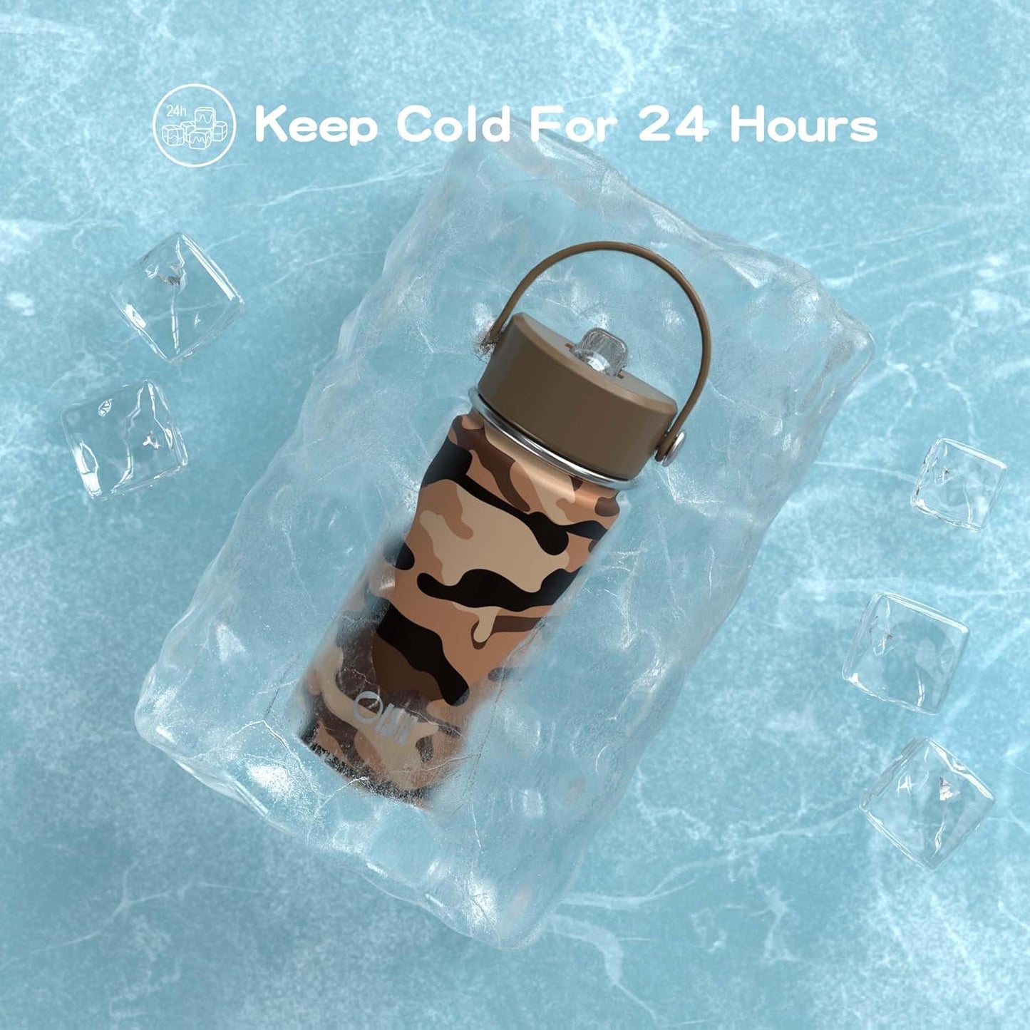 OISIZ Kids Water Bottle - 14oz Vacuum Insulated Stainless Steel | Leakproof, BPA-Free, Keeps Drinks Cold for 24 Hours