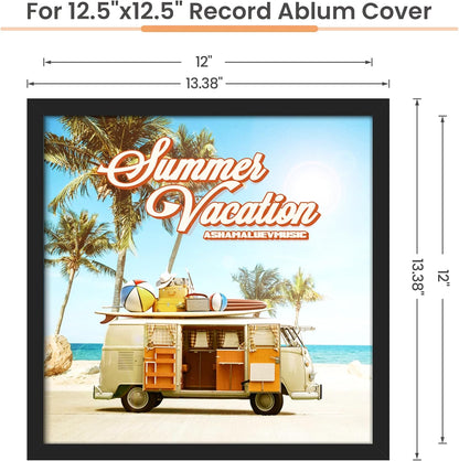 Upsimples 12.5x12.5 Vinyl Record Frame - Stylish Wall Display for 12-Inch Album Covers | Black, 4 Pack