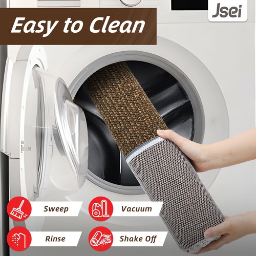 JSEI Dirt Trapper Door Mat 20"x32" Non-Slip Washable Entrance Mat, Dog Doormats, Absorbent & Fade-Resistant Floor Mats, Low Profile Welcome Mats for Entryway, Front Door, and Inside Entrance, Brwon