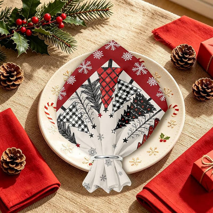 Buffalo Plaid Christmas Tree Cloth Napkins Set of 4, 18x18 Inch - Variation of THIS listing Christmas Tree01