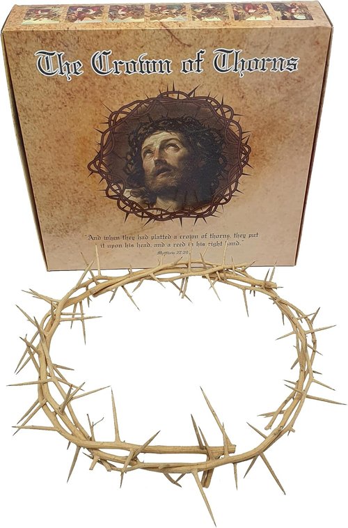 Jerusalem Authentic Biblical Crown of Thorns - Lifesize with Box & Zuluf Certificate | Religious Easter Décor & Christmas Wall Art