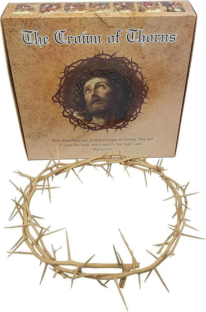 Jerusalem Authentic Biblical Crown of Thorns - Lifesize with Box & Zuluf Certificate | Religious Easter Décor & Christmas Wall Art