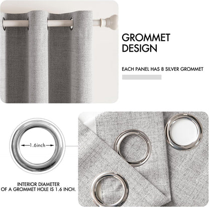 MIULEE Blackout Curtains - 100% Thermal Insulated Light Gray Linen Texture Drapes | 52x96 Inch (2 Panels)