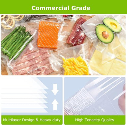 Bonsenkitchen Vacuum Sealer Bags Rolls - 11in x 50ft & 8in x 50ft | Heavy-Duty, BPA-Free Food Storage Bags