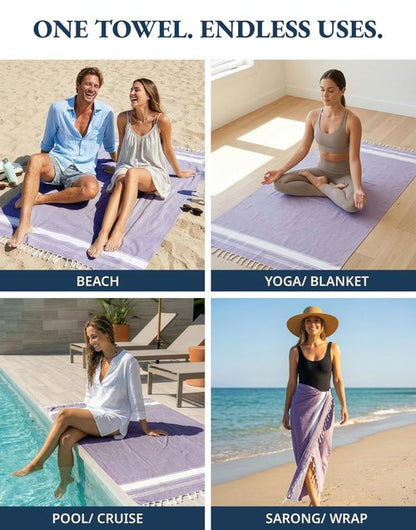 LANE LINEN Beach Towel 2 Pack - Pool Towel Oversized, Pre-Washed Extra Large Beach Towels, Sandless Beach Towel, Quick Dry Travel Towel, Large Pool Towels, 39"x71" - Day Break