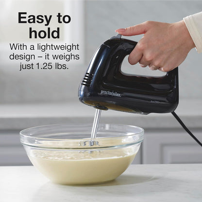 Proctor Silex Electric Hand Mixer - 5-Speed with Bowl Rest, Compact & Lightweight, 215 Watts, Black