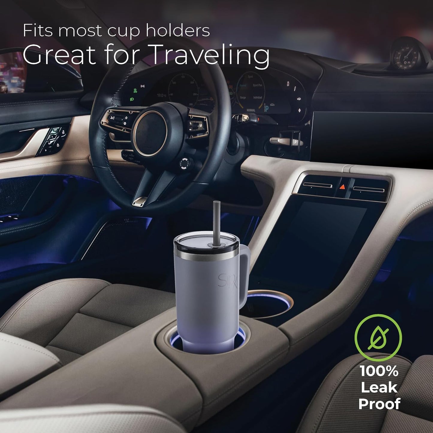 SIPX™ Insulated Tumbler 30 oz - Vacuum-Sealed Stainless Steel with Handle & Straw | Leakproof & Cupholder Friendly - Grey