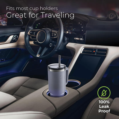SIPX™ Insulated Tumbler 30 oz - Vacuum-Sealed Stainless Steel with Handle & Straw | Leakproof & Cupholder Friendly - Grey