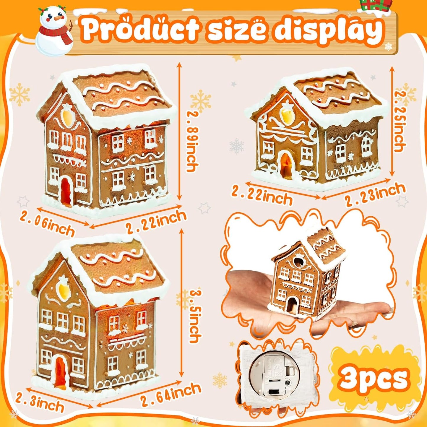 Regine Switzerland Christmas Gingerbread House Kit - 3PCS Mini Village Decorations for Festive Home Decor