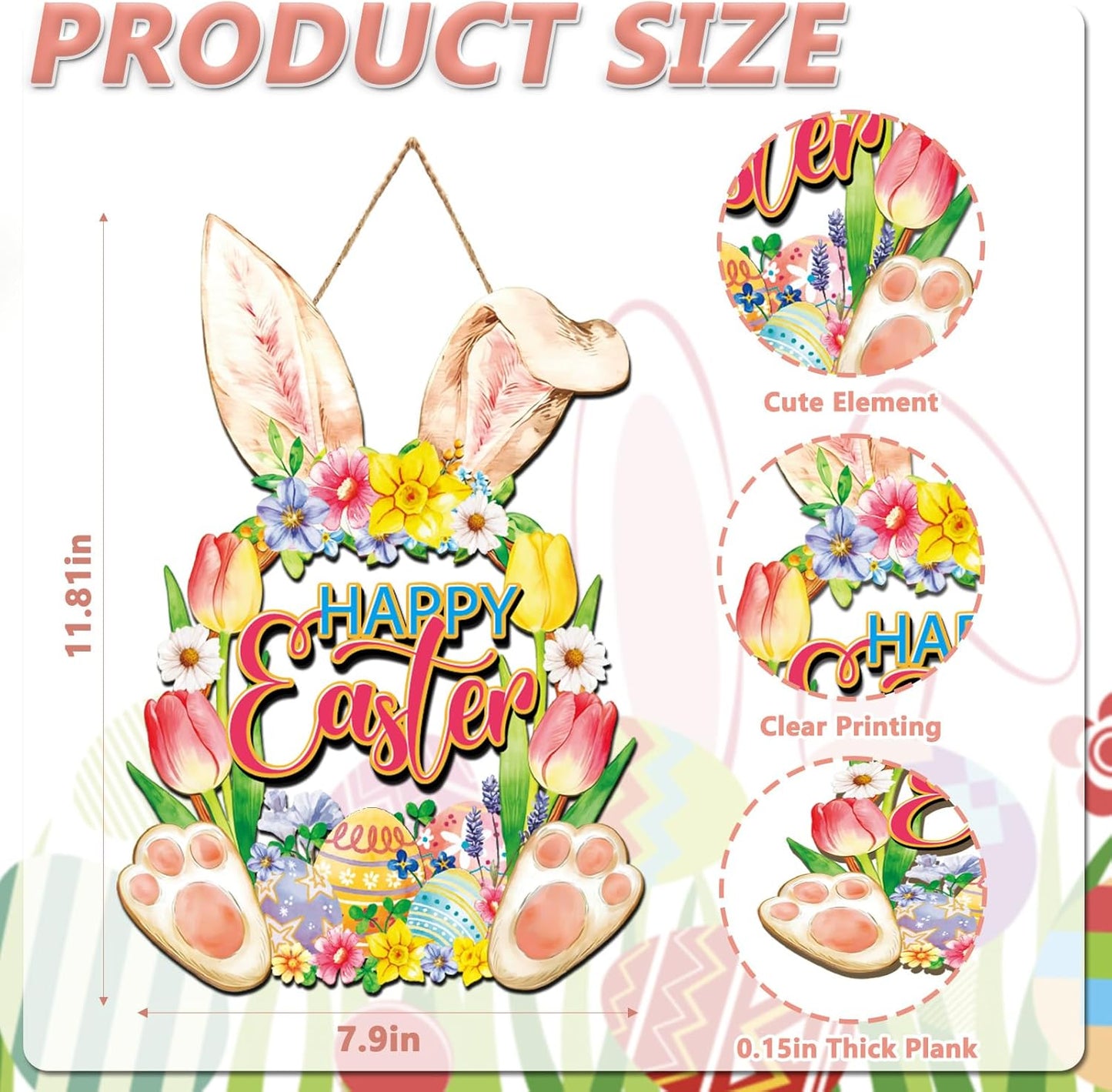 Regine Switzerland Easter Wreath - Charming Rabbit & Flower Design for Front Door Decor | Spring Celebration