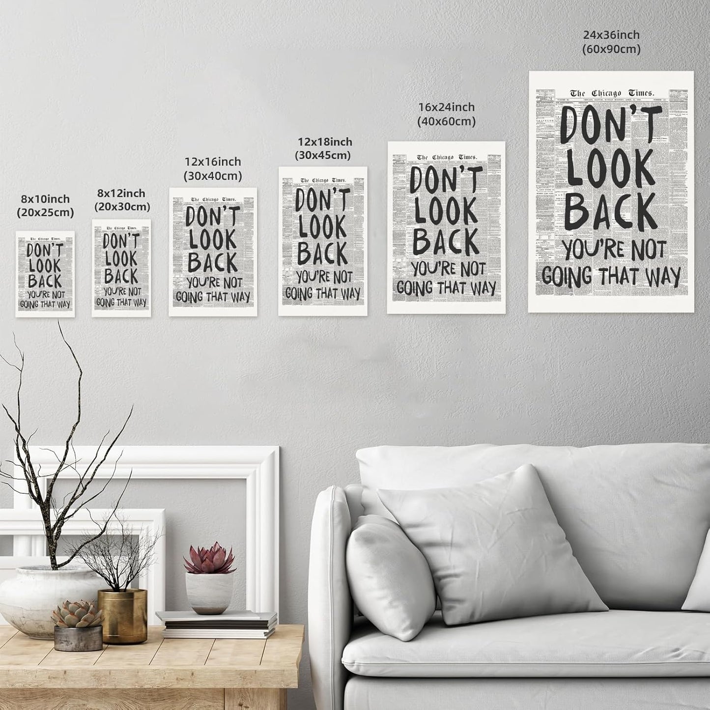 Vintage Newspaper Wall Art - Motivational Quote Poster | Black and White Inspirational Canvas Print 8x12