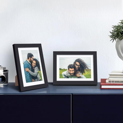 Upsimples 5x7 Picture Frame Set of 3 - High Definition Glass for 4x6 or 5x7 Displays | Black