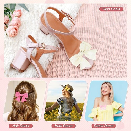 M METERXITY Bow Shoe Clips - Elegant Satin Detachable Buckles for Women | 2-Pack Removable Decor