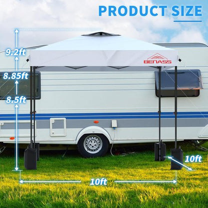 10x10 Pop Up Canopy Tent by [Brand Name] - Heavy Duty with Sidewalls for Easy One-Person Setup | White