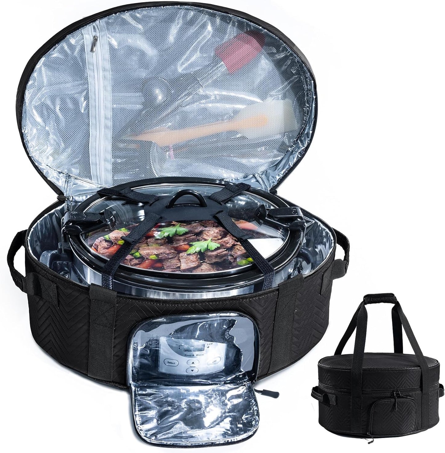 Skiennix Insulated Slow Cooker Carrying Bag - Portable Case for 6-8 Quart CrockPot & Hamilton Beach with Accessory Pocket