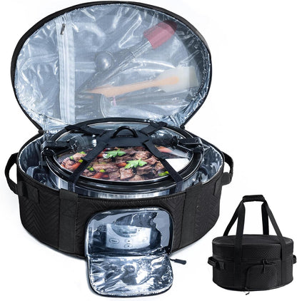 Skiennix Insulated Slow Cooker Carrying Bag - Portable Case for 6-8 Quart CrockPot & Hamilton Beach with Accessory Pocket