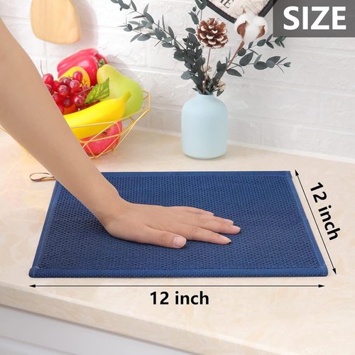 Homaxy Kitchen Dish Cloths - 100% Cotton Waffle Weave, Ultra Soft & Absorbent, 12x12 Inches, Navy Blue, 18-Pack