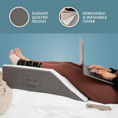Kolbs Double Leg Elevation Pillow - Post Surgery Support with Stylish Jacquard Cover