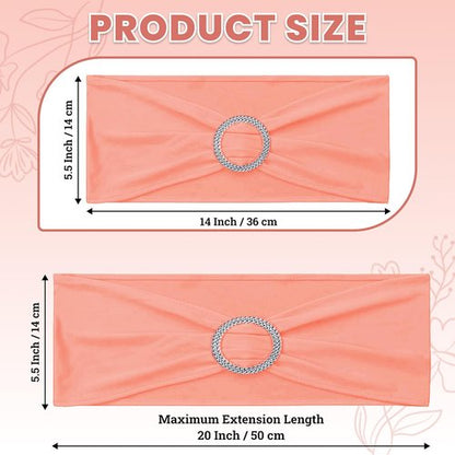 MDS Spandex Chair Sashes - Universal Fit Elastic Stretch Bands with Buckle Slider Bow | Pack of 250 - Peach