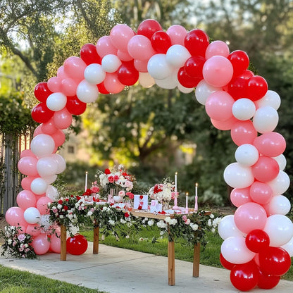 RUBFAC Red Balloons - 135pcs in Various Sizes (5-18 Inch) for Birthday & Wedding Decorations