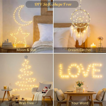JMEXSUSS USB Fairy Lights - 33ft 100 LED Twinkle String Lights with Remote | Warm White Silver Wire for Bedroom Decor