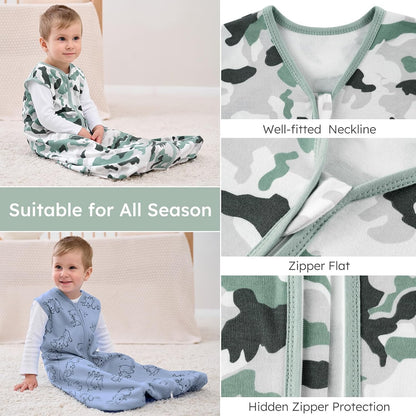 Yoofoss Baby Sleep Sack | 100% Organic Cotton Wearable Blanket for 0-6 Months | 2-Way Zipper, 3 Pack