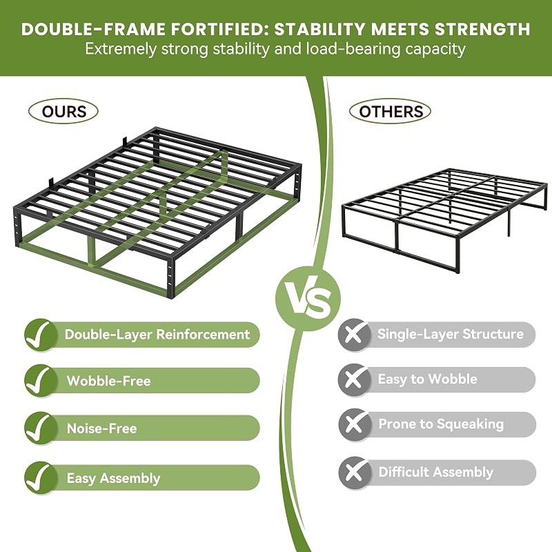 10 Inch Queen Bed Frame - Heavy Duty Metal Platform Base (Variation: 10 Inch+Queen)