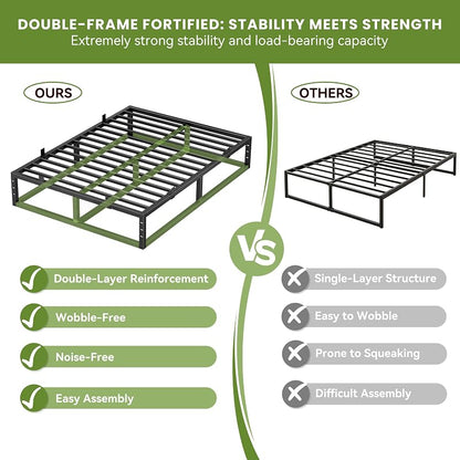 10 Inch Queen Bed Frame - Heavy Duty Metal Platform Base (Variation: 10 Inch+Queen)