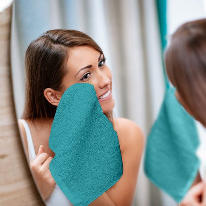 Utopia Towels 60 Pack Cotton Washcloths Set, 100% Ring Spun Cotton, Premium Flannel Face Cloths, Highly Absorbent and Soft Feel Fingertip Towels, Turquoise