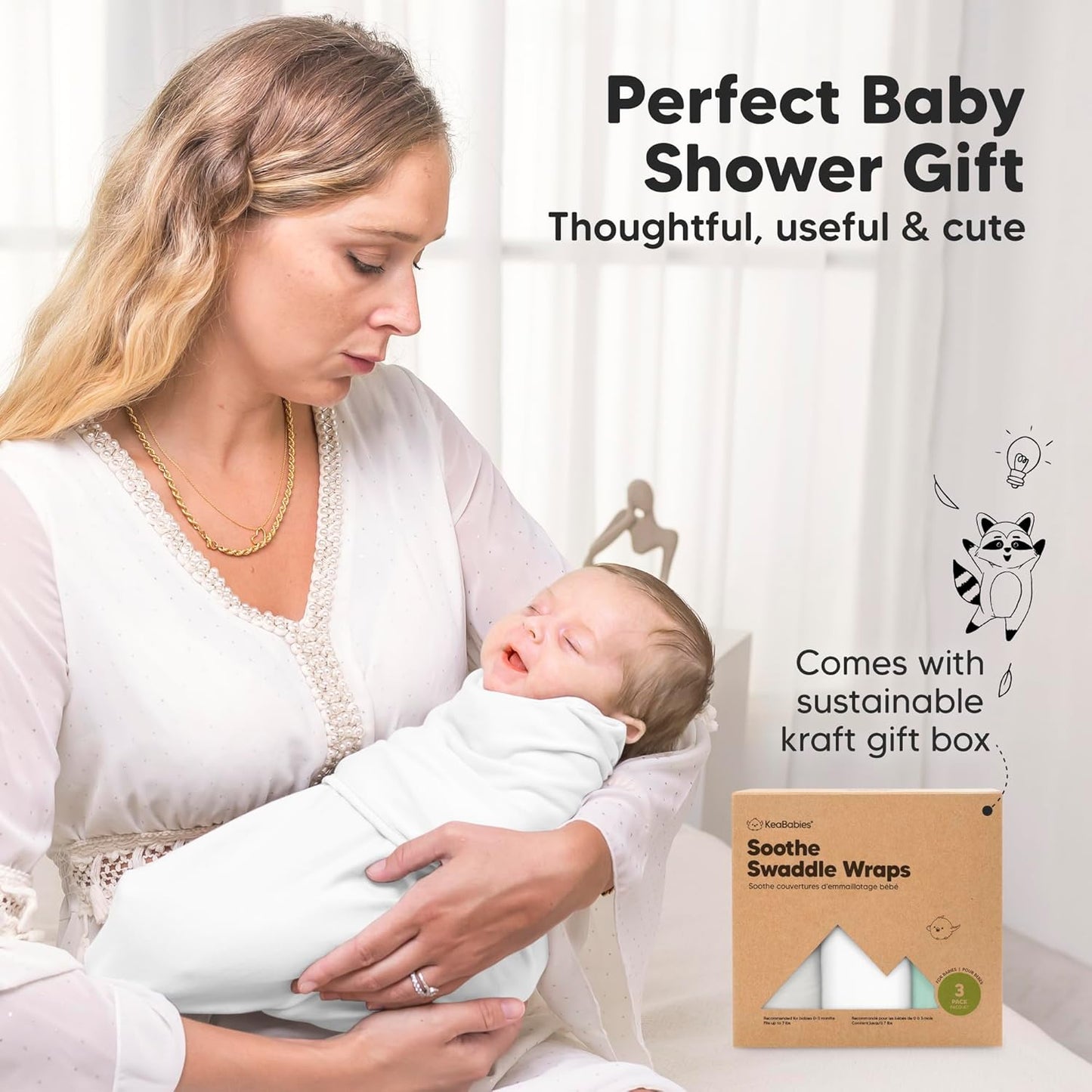 Organic Baby Swaddle Sleep Sacks by [Brand Name] - Soft & Snug for Newborns 0-3 Months | 3-Pack in Sage, XS