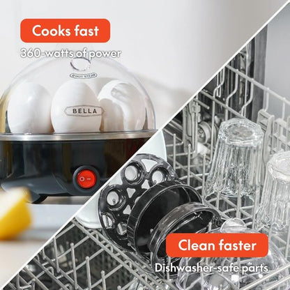 BELLA Egg Cooker - Rapid Boiler & Poacher for Family Meals | Cook Up to 7 Large Eggs, Black