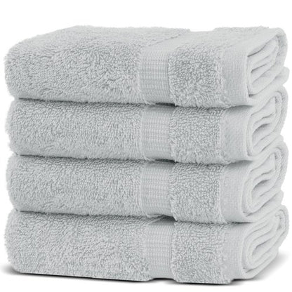 Chakir Turkish Linens | Hotel & Spa Quality 100% Cotton Premium Turkish Towels | Soft & Absorbent (4-Piece Washcloths, Silver Gray)
