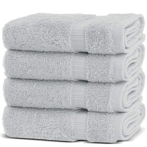 Chakir Turkish Linens | Hotel & Spa Quality 100% Cotton Premium Turkish Towels | Soft & Absorbent (4-Piece Washcloths, Silver Gray)