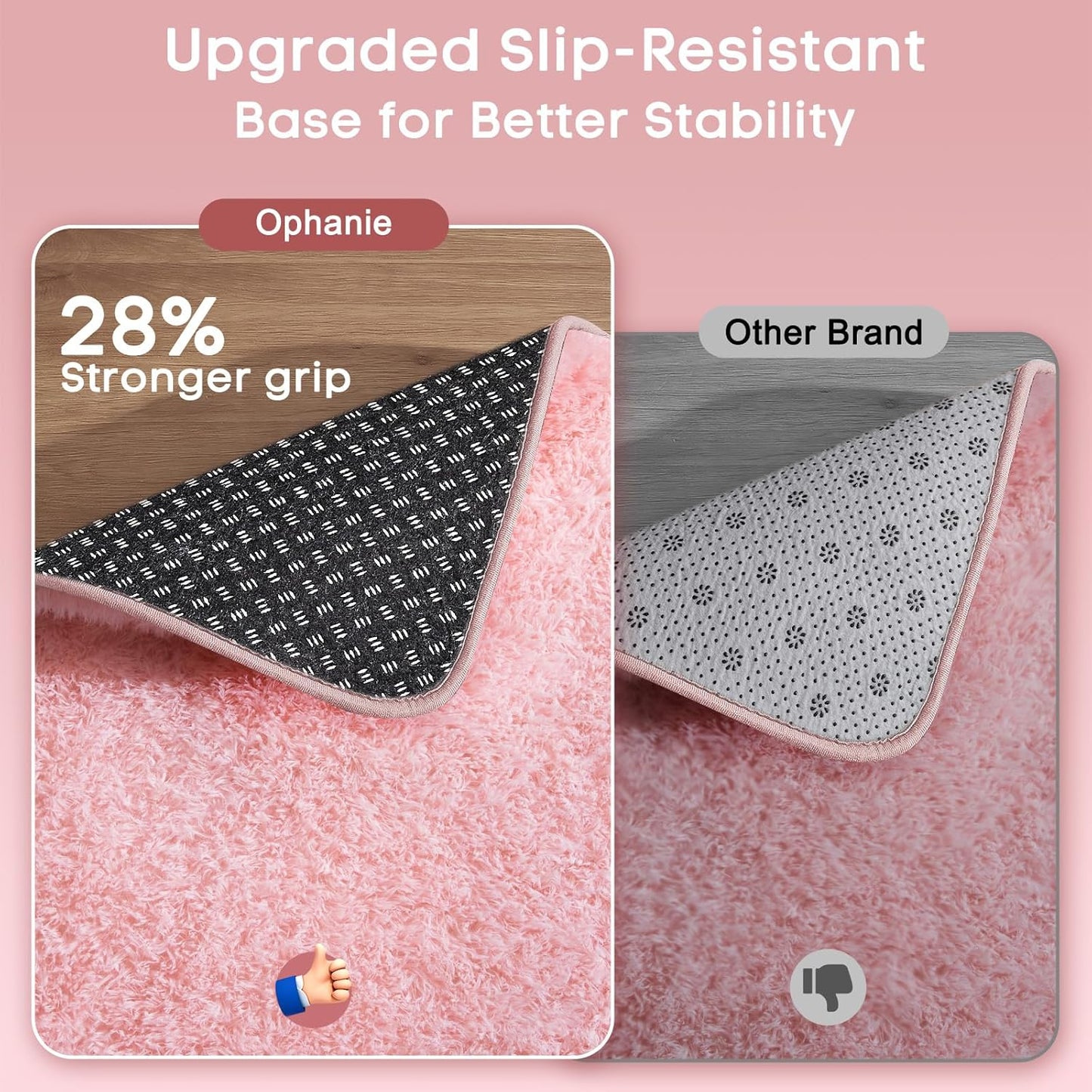 Ophanie Pink Area Rug - Fluffy Fuzzy Shag Carpet for Kids | Soft Plush 5x8 Bedroom Decor