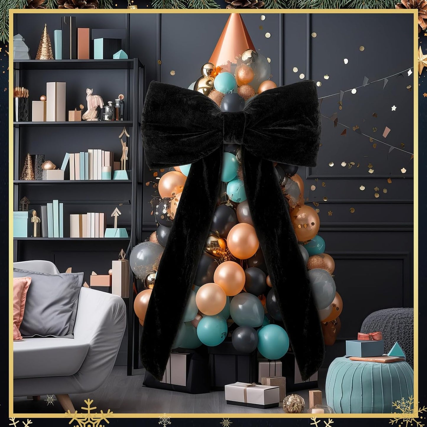 Suncalla Large Black Velvet Bow - 42 x 27 Inch Wedding & Party Decoration | Elegant Backdrop Decor