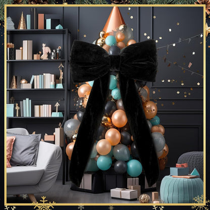 Suncalla Large Black Velvet Bow - 42 x 27 Inch Wedding & Party Decoration | Elegant Backdrop Decor