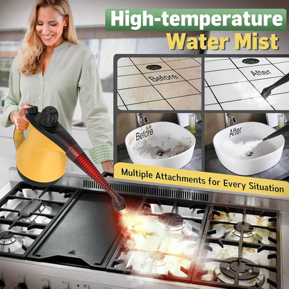 Pressurized Handheld Steam Cleaner for Home Deep Cleaning, Multi-Purpose Portable Steamer for Cleaning with 11 PCS Accessories for Dirt, Grease, Window, Car, Furniture, Bathroom, Couch, Tile and Grout