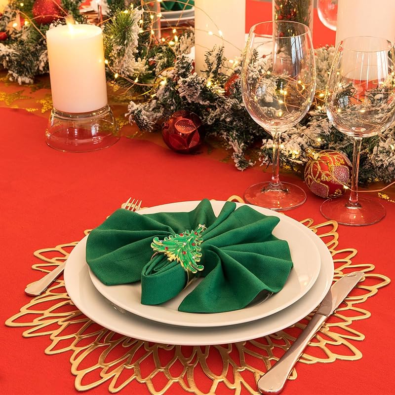 Holiday Napkin Ring Set of 12 - Christmas Table Decor, Crystal Rhinestone Rings, Variation: Holiday Napkin Ring