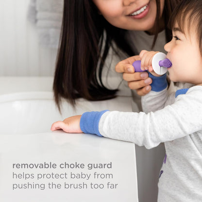 Ubbi 360° Baby Training Toothbrush - Safety Shield & Cover, Gentle Cleaning, Smoothie Purple