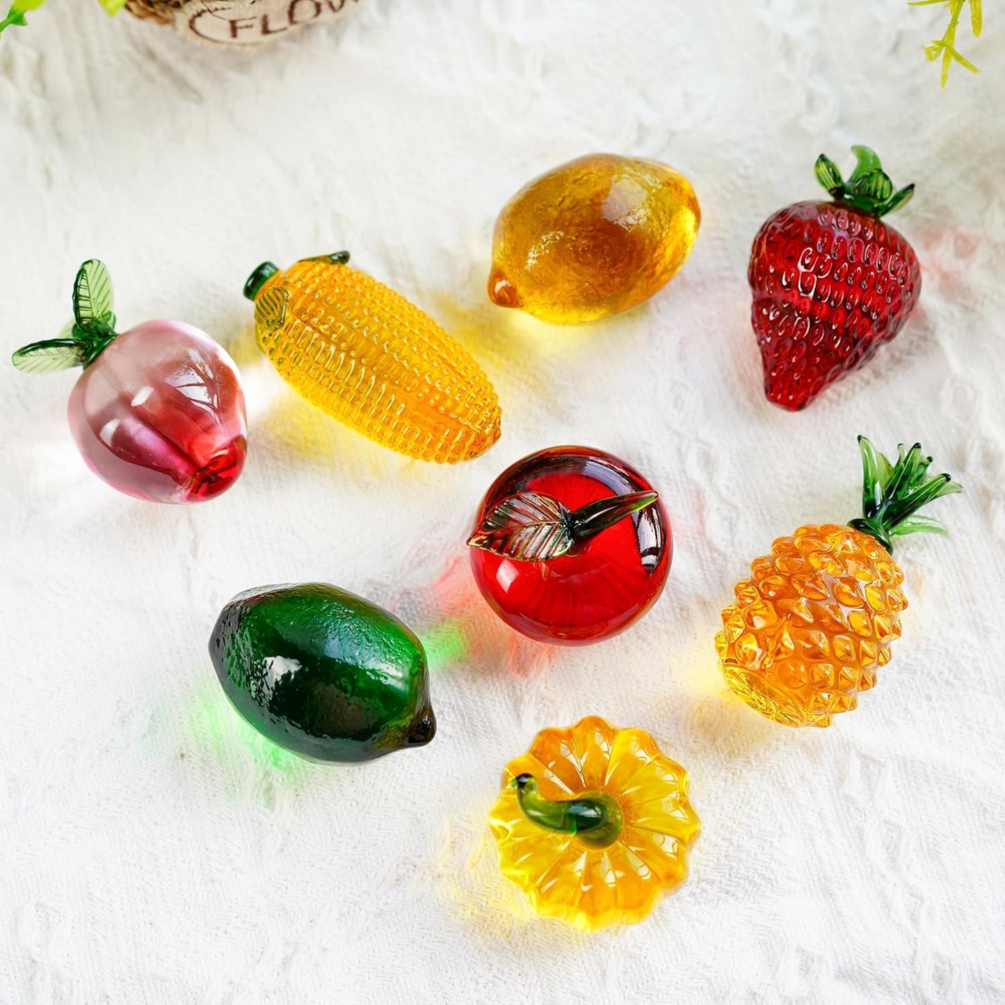 Skiennix Glass Lemon Figurine | Decorative Fruit Ornament for Home & Office | 1.7 x 2.3 Inches