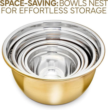 Cook With Color 18-Piece Mixing Bowls Set - Airtight Lids & Stainless Steel Organizers | Gold Kitchen Storage