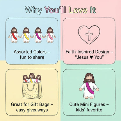 Mini Jesus Figurines by [Brand Name] - 200PCS Colorful Religious Toys for Easter Egg Stuffers & Gifts