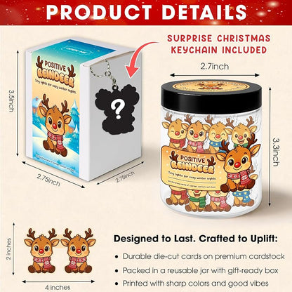 Positive Reindeer Jar - 60 Affirmation Cards Gift Set with Variation Riendeer Positive