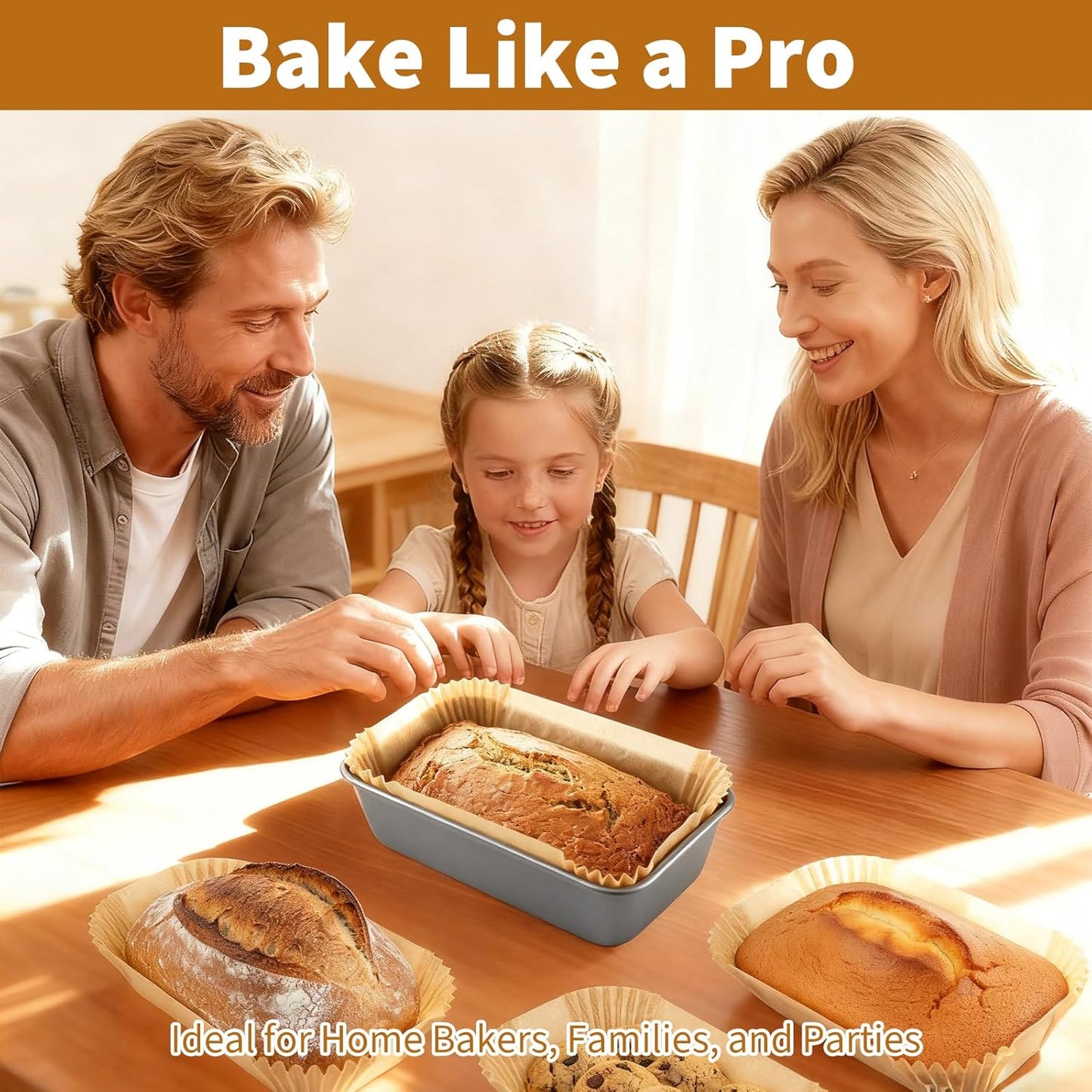 Skiennix 100 Pcs Disposable Loaf Pan Liners - Non-Stick Parchment for 9x5 Inch Baking | Ideal for Banana Bread, Cakes, Sourdough (Brown)