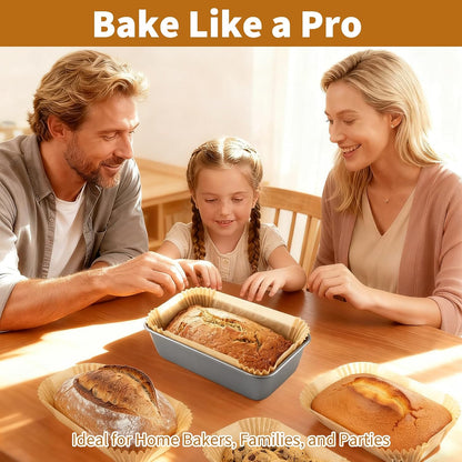 Skiennix 100 Pcs Disposable Loaf Pan Liners - Non-Stick Parchment for 9x5 Inch Baking | Ideal for Banana Bread, Cakes, Sourdough (Brown)