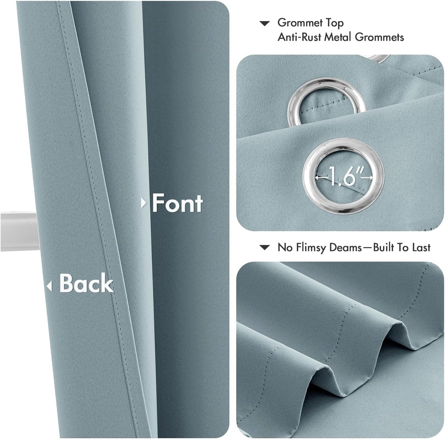MIULEE Slate Blue Blackout Curtains - Thermal Insulated Room Darkening Drapes | 84 Inches Long, 2 Panels