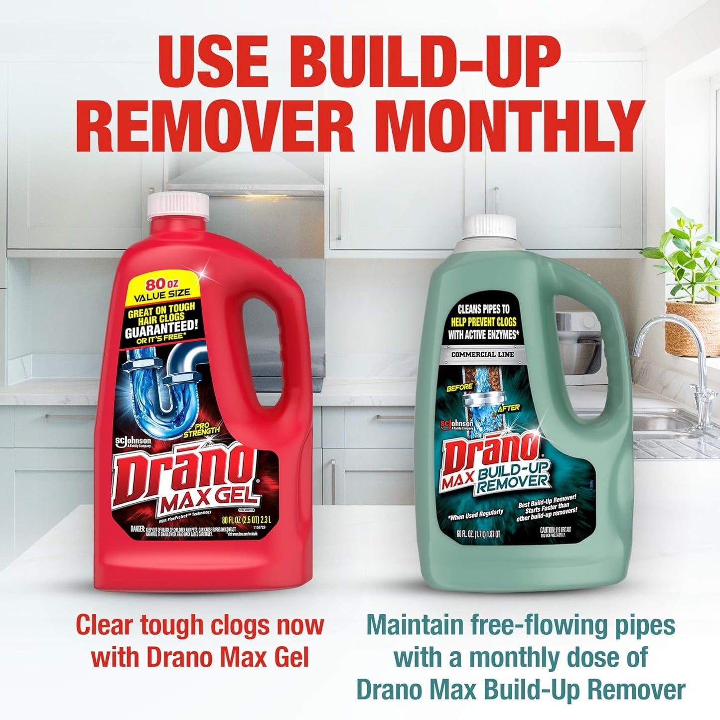 Drano Max Build-Up Remover | Enzyme & Probiotic Drain Cleaner - Prevent Clogs & Odors, 60 oz